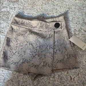 Snakeskin Print Skort with Button Detail ZARA NWT